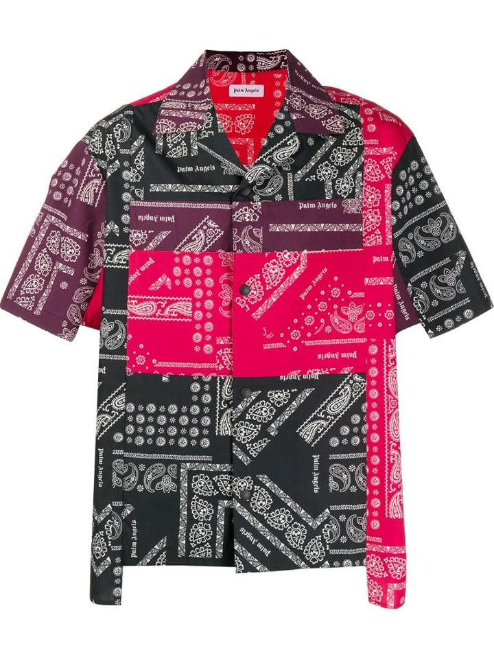 Palm Angels Patchwork Printed Shirt - Black