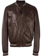 Dolce & Gabbana Creased Bomber Jacket, Men's, Size: 48, Brown, Lamb Skin/acetate/viscose