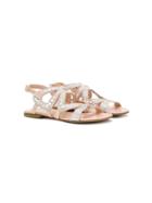 Elisabetta Franchi La Mia Bambina Rhinestone Embellished Sandals -