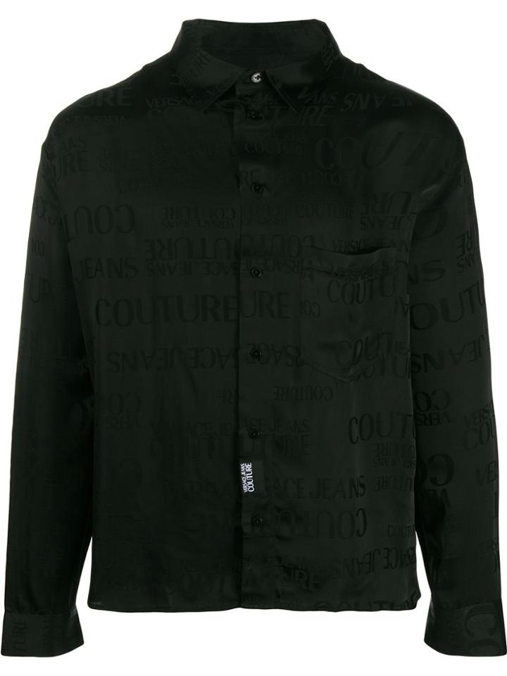 Versace Jeans Couture All Over Logo Print Shrit - Black