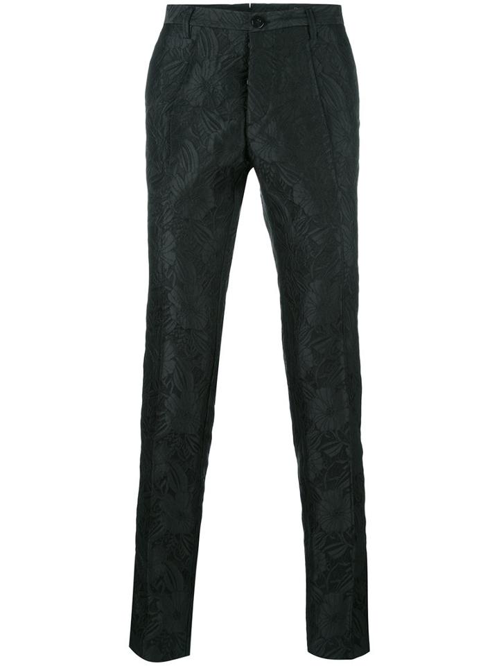 Christian Pellizzari Jacquard Tailored Trousers, Men's, Size: 50, Black, Polyester/silk/polyamide