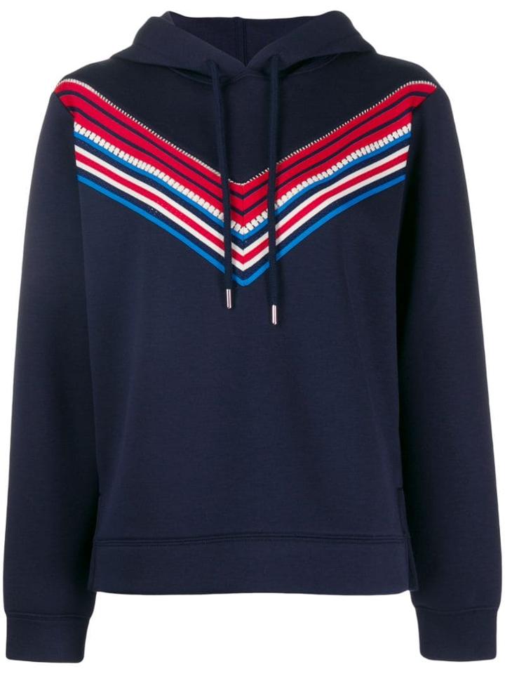 Sandro Paris Hoodie With Stripe Detail - Blue