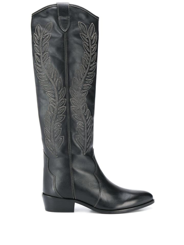 Twin-set Embroidered Knee Length Boots - Black