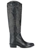 Twin-set Embroidered Knee Length Boots - Black