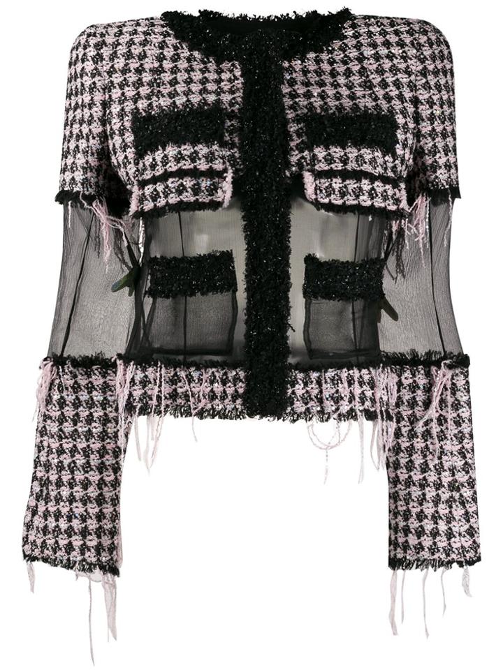 Balmain Tweed Sheer-panel Jacket - Black