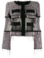 Balmain Tweed Sheer-panel Jacket - Black