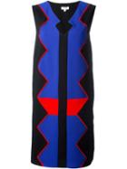 Kenzo Zig Zag Shift Dress, Women's, Size: 36, Black, Polyester/spandex/elastane/viscose