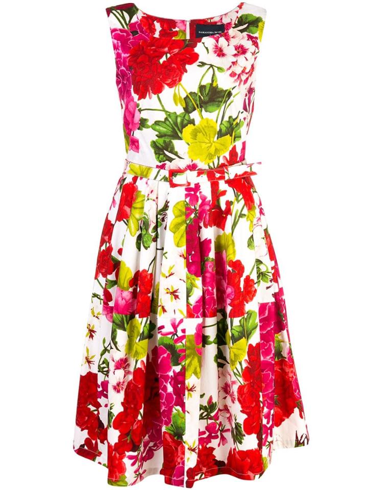 Samantha Sung Floral Print Midi Dress - Pink