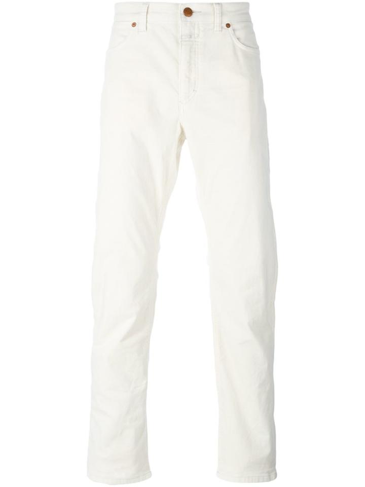 Closed Straight Leg Trousers, Men's, Size: 34/34, White, Elastodiene/cotton