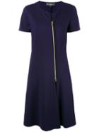 Salvatore Ferragamo - Zipped Detail Flared Dress - Women - Polyamide/spandex/elastane/viscose - 46, Women's, Blue, Polyamide/spandex/elastane/viscose