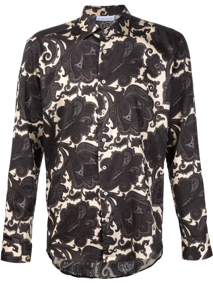 Etro Paisley Print Shirt, Men's, Size: 42, Black, Silk/cotton