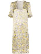 Ganni Swirl Print Midi Dress - Yellow