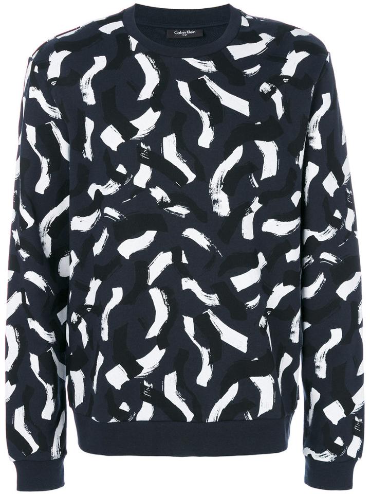 Calvin Klein - Brush Stroke Sweatshirt - Men - Cotton - M, Blue, Cotton