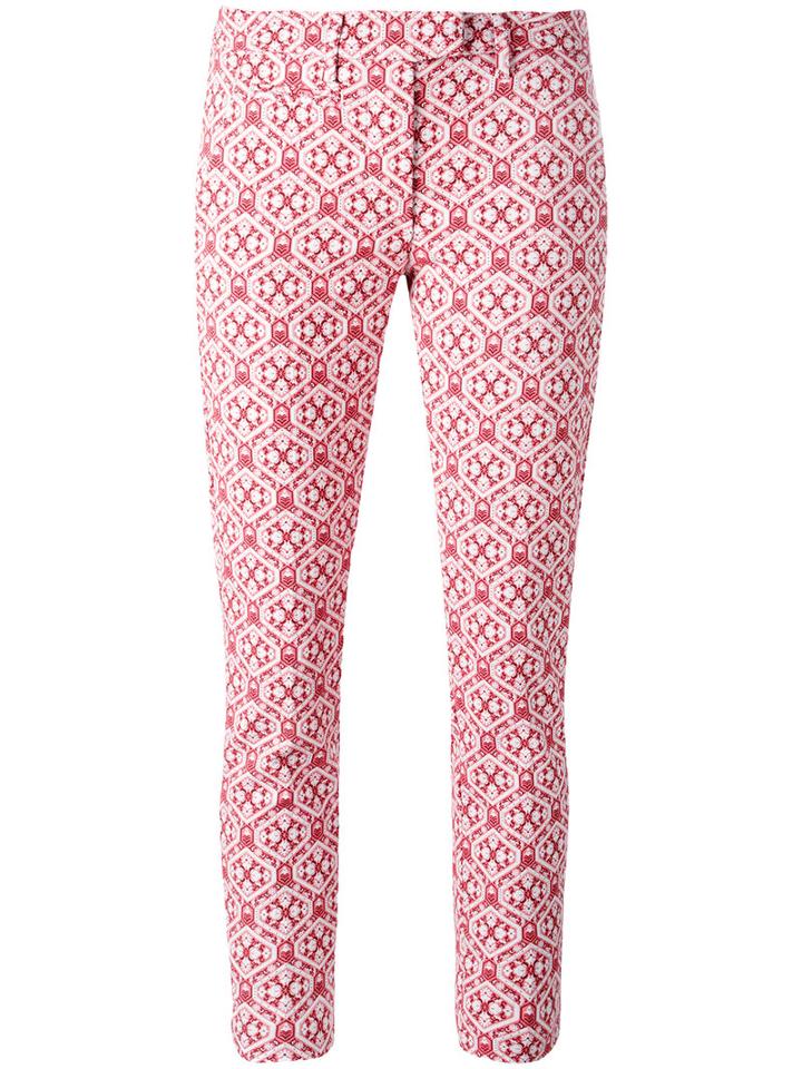 Dondup Printed Cropped Pants, Women's, Size: 29, Red, Cotton/polyester/polyamide/spandex/elastane