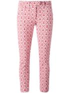Dondup Printed Cropped Pants, Women's, Size: 29, Red, Cotton/polyester/polyamide/spandex/elastane