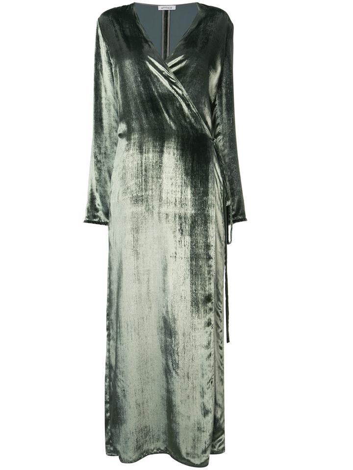 Attico - V-neck Dress - Women - Silk/viscose - 3, Green, Silk/viscose
