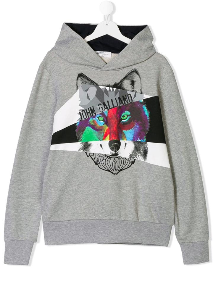 John Galliano Kids Teen Wolf Print Hoodie - Grey