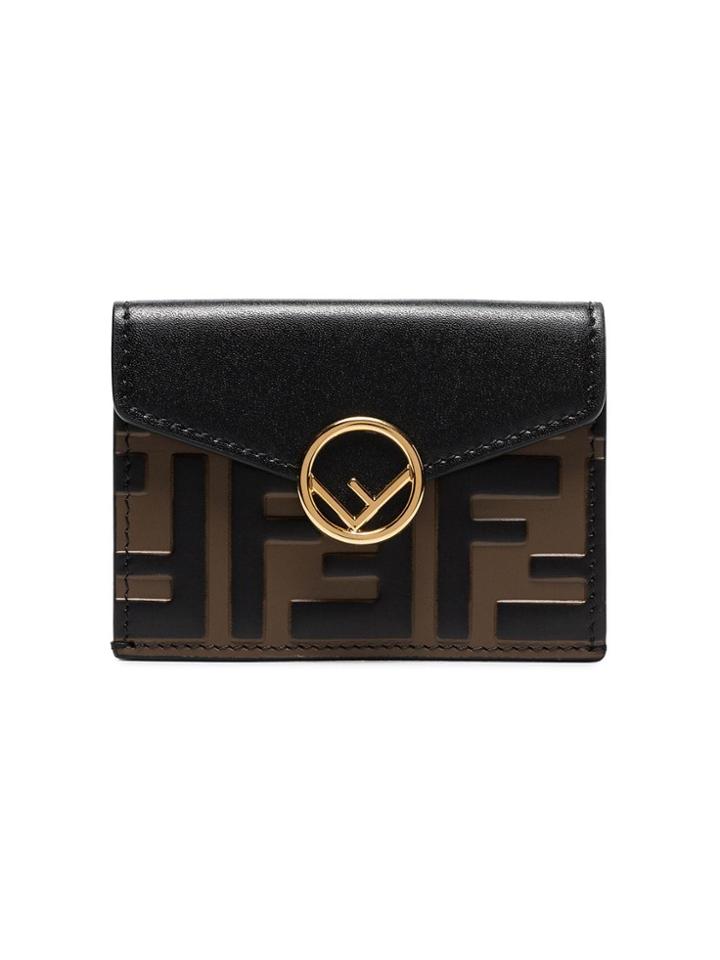 Fendi Black Zucca Print Leather Envelope Wallet