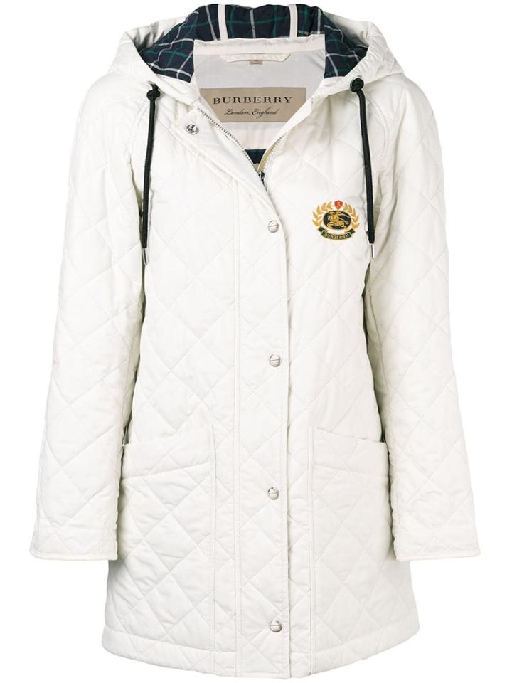 Burberry Lightweight Diamond Quilted Parka - White