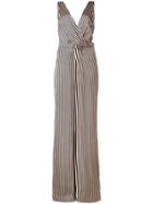 Jonathan Simkhai Wrap V-neck Striped Jumpsuit - Brown