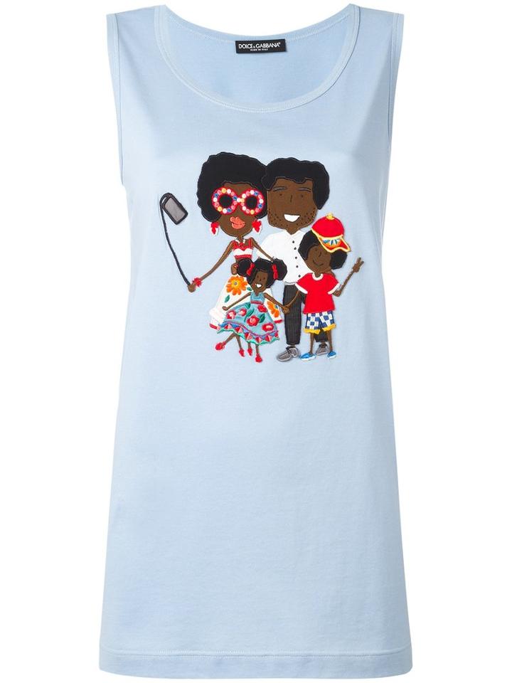 Dolce & Gabbana Dg Family Patch Tank Top, Women's, Size: 40, Blue, Cotton