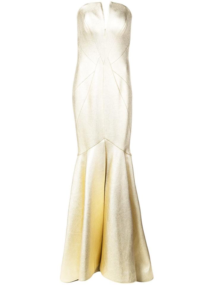 Rubin Singer Flared Evening Dress - Gold
