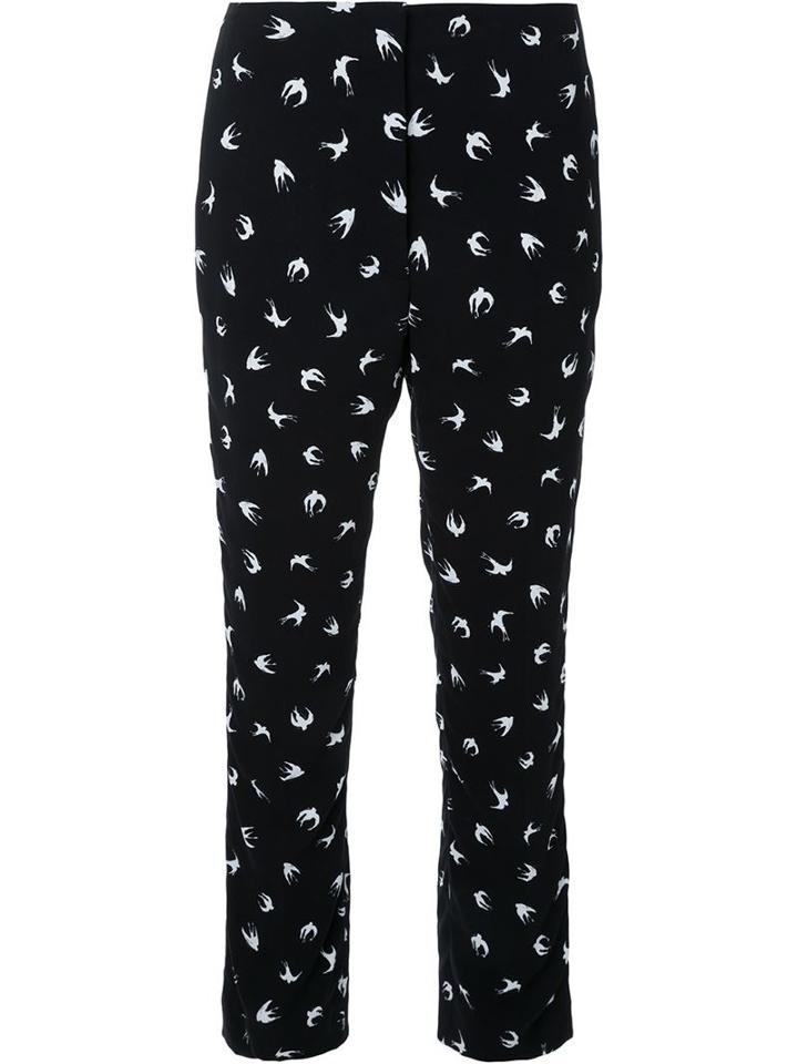Sonia Rykiel Bird Print Cigarette Trousers, Women's, Size: 36, Black, Spandex/elastane/viscose