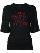 Dust - Embroidered Text Top - Women - Cotton - M, Black, Cotton