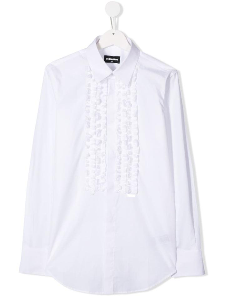 Dsquared2 Kids Teen Ruffle Front Shirt - White