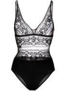 Stella Mccartney - Lace Bodysuit - Women - Polyamide/spandex/elastane - L, Black, Polyamide/spandex/elastane