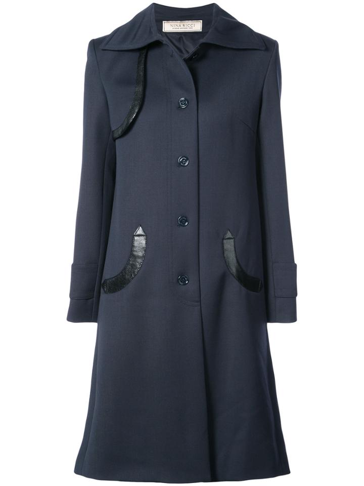 Nina Ricci Long Double Breasted Coat - Blue