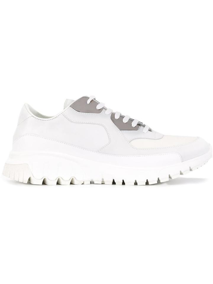 Neil Barrett Urban Runner Sneakers, Women's, Size: 44, White, Calf Leather/polyamide/leather/rubber
