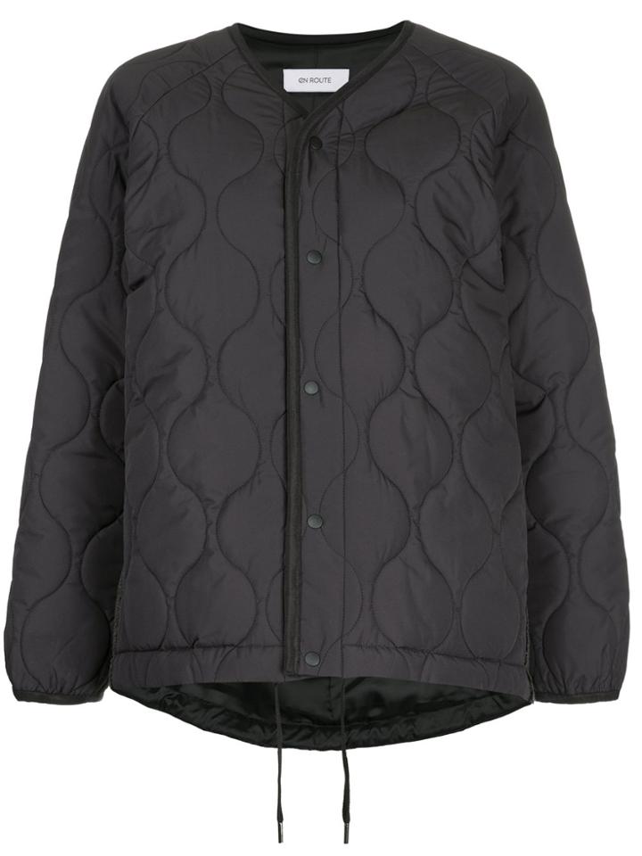 En Route Quilted Snap Button Jacket - Black
