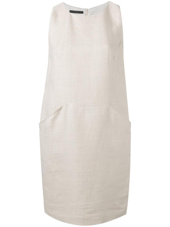 Les Copains - Shift Mini Dress - Women - Silk/linen/flax/viscose - 42, Nude/neutrals, Silk/linen/flax/viscose