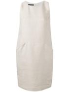 Les Copains - Shift Mini Dress - Women - Silk/linen/flax/viscose - 42, Nude/neutrals, Silk/linen/flax/viscose