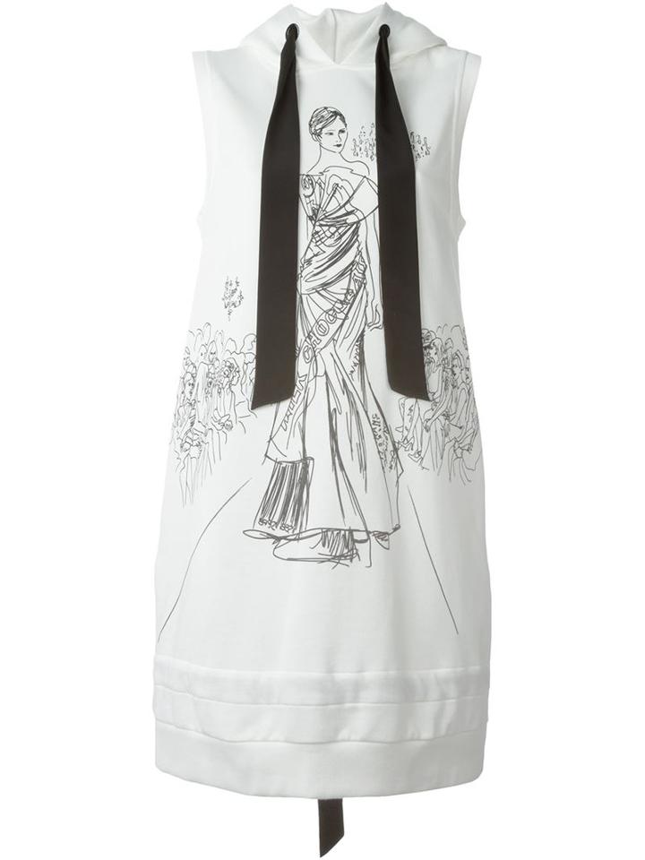 Moschino Fashion Show Print Sweatshirt Dress, Women's, Size: 40, White, Cotton
