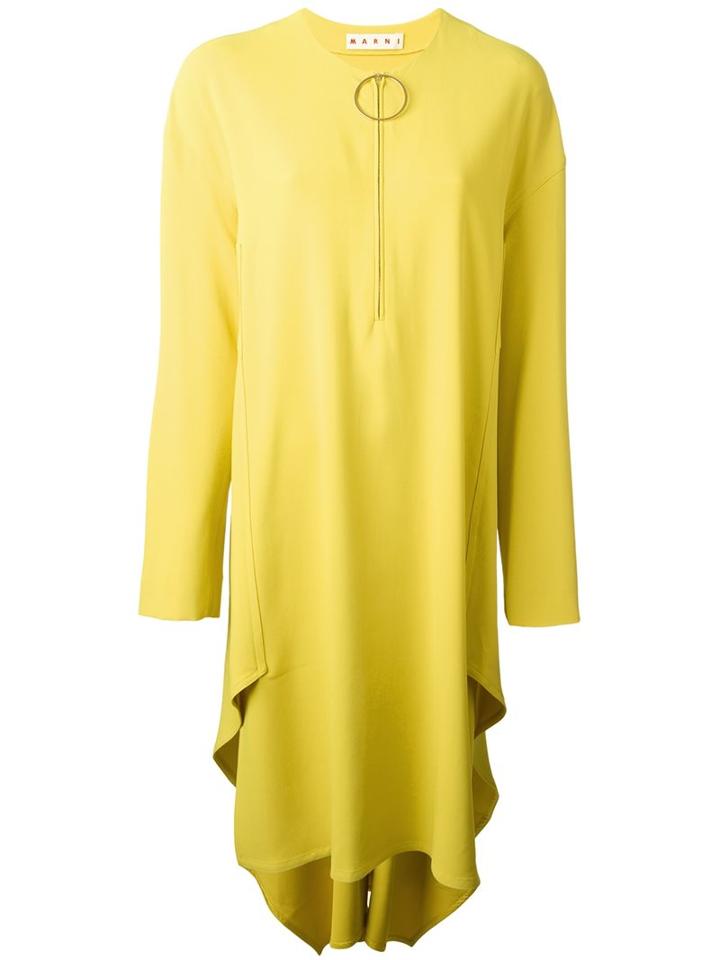 Marni Zipped Midi Dress, Women's, Size: 38, Yellow/orange, Spandex/elastane/acetate/viscose