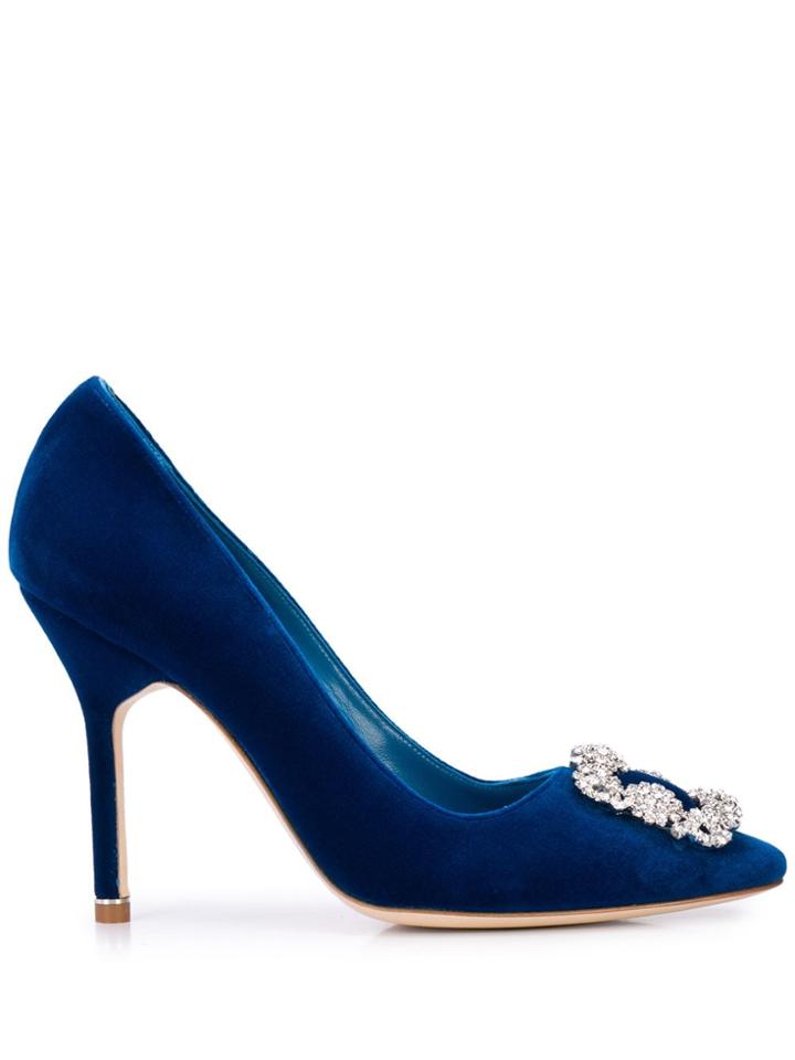 Manolo Blahnik Embellished Buckle High-heel Pumps - Blue