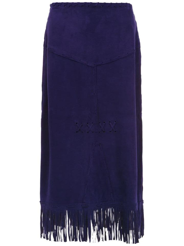 Andrea Bogosian Midi Leather Skirt - Blue