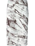 Helmut Lang Marble Print Pencil Skirt