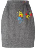 Olympia Le-tan Embellished Detail Skirt, Women's, Size: 38, Grey, Acetate/polyester/acrylic/glass