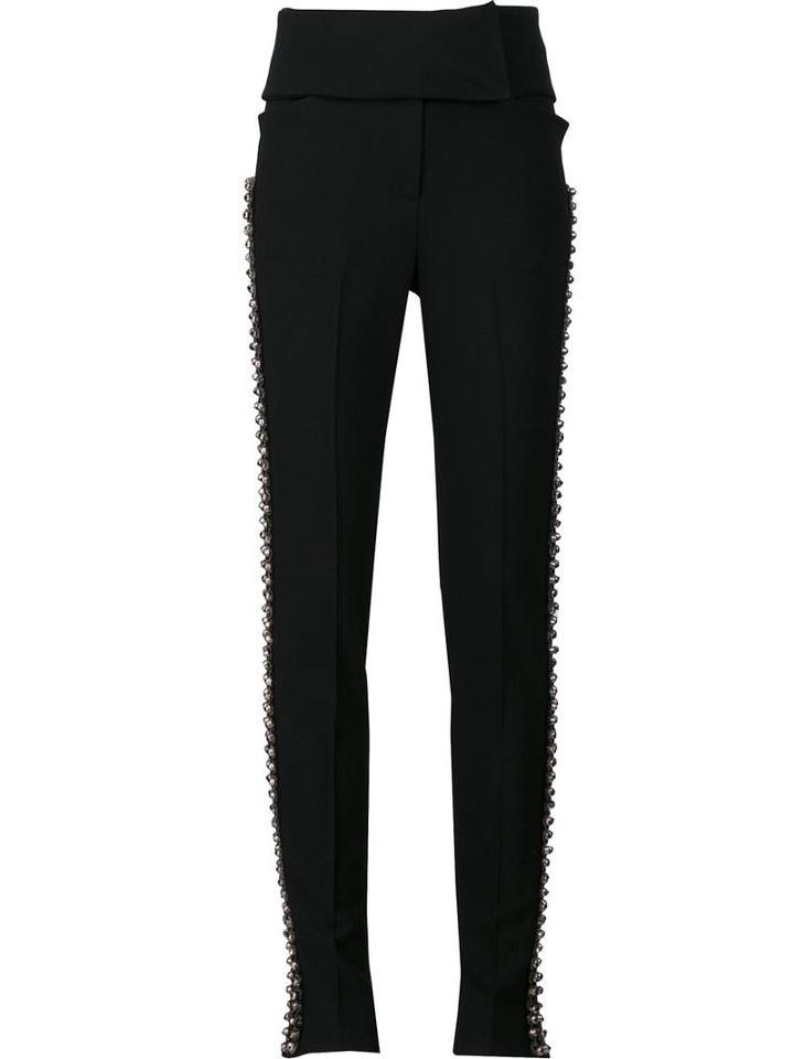 By. Bonnie Young Bell Detail Stripe Trousers, Women's, Size: 2, Black, Wool