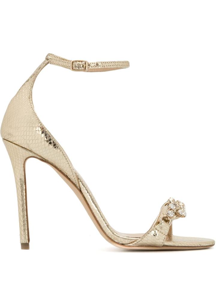 The Seller Gemstone Embellished Heeled Sandals - Gold