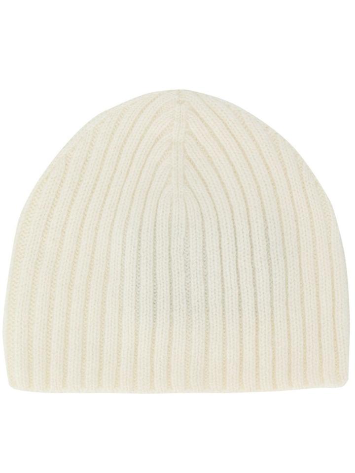 Pringle Of Scotland Ribbed Cashmere Beanie Hat - White