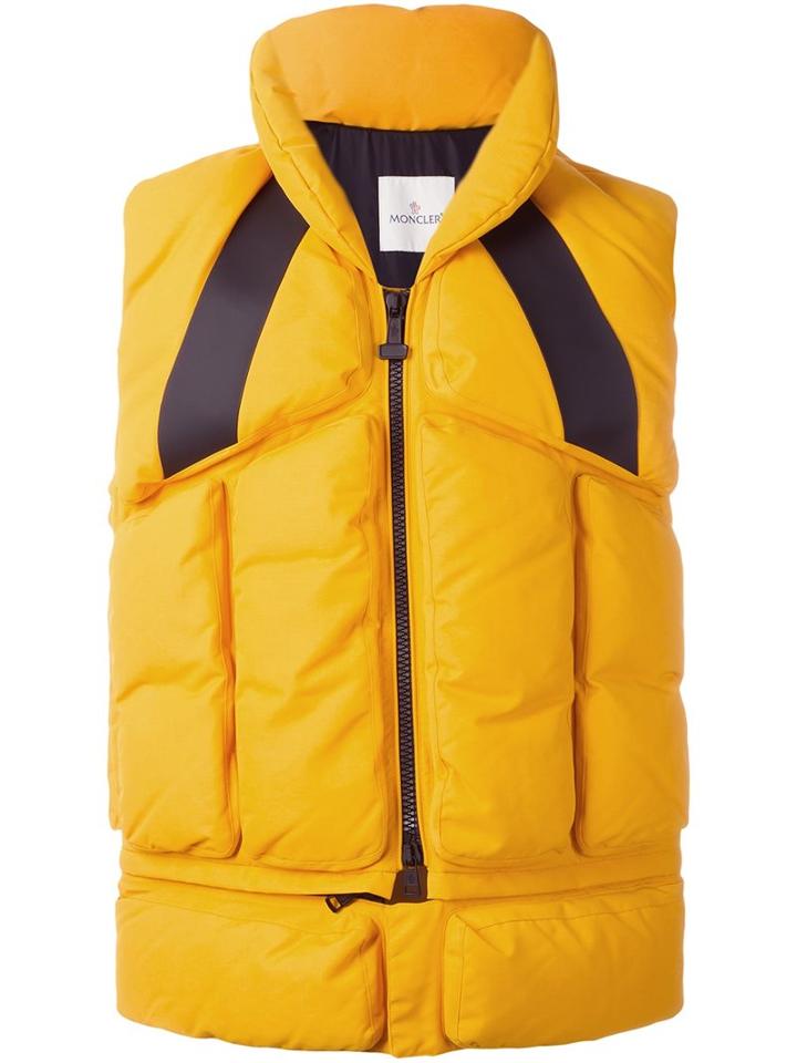 Moncler X Off-white Padded Sleeveless Gilet, Men's, Size: 2, Yellow/orange, Feather Down/polyamide
