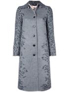 Salvatore Ferragamo Leopard Print Coat, Women's, Size: 44, Grey, Silk/acetate/virgin Wool