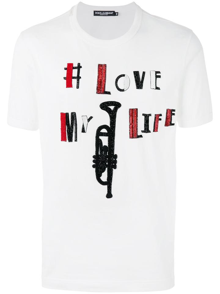 Dolce & Gabbana - Love My Life T-shirt - Men - Silk/cotton/polyester/glass - 44, White, Silk/cotton/polyester/glass