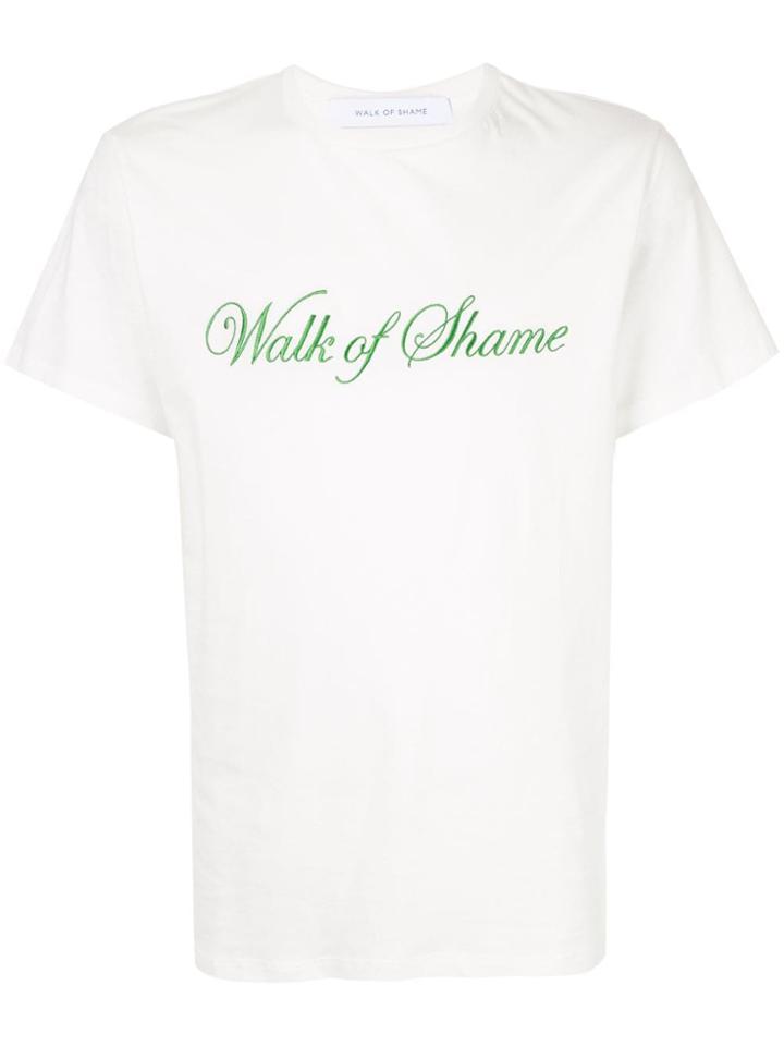 Walk Of Shame Logo Embroidered Crew Neck T-shirt - White