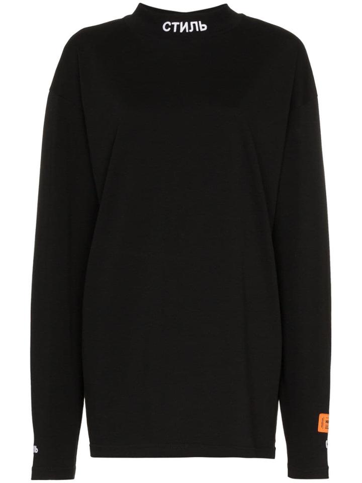 Heron Preston Logo Mockneck Long Sleeve T-shirt - Black