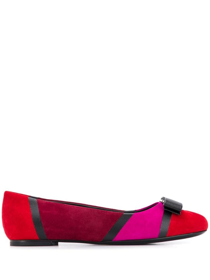 Salvatore Ferragamo Varina Patchwork Ballerinas - Red